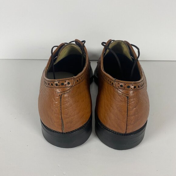 Vintage Hartt Dress Shoes Men's Size 11 Tan Camel Brown Derby Oxford Brogue - Picture 7 of 11